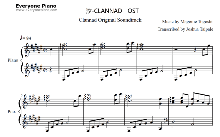 汐-Ushio-CLANNAD OST (戸越まごめ) 共1页  免费
