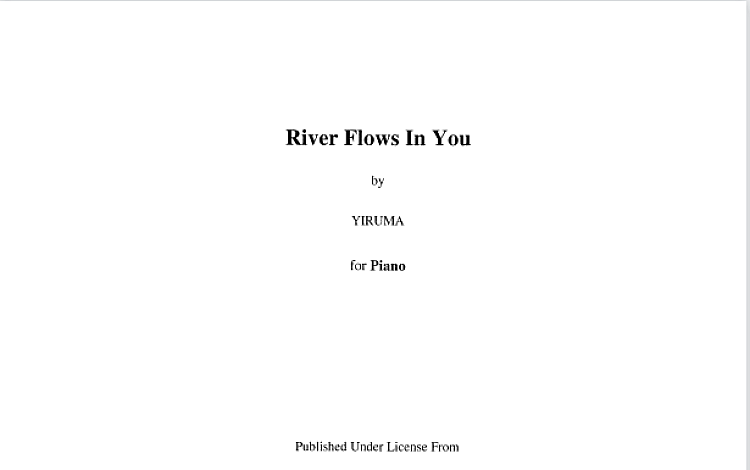 River flows in you 五线谱 共4页 PDF超高清电子版