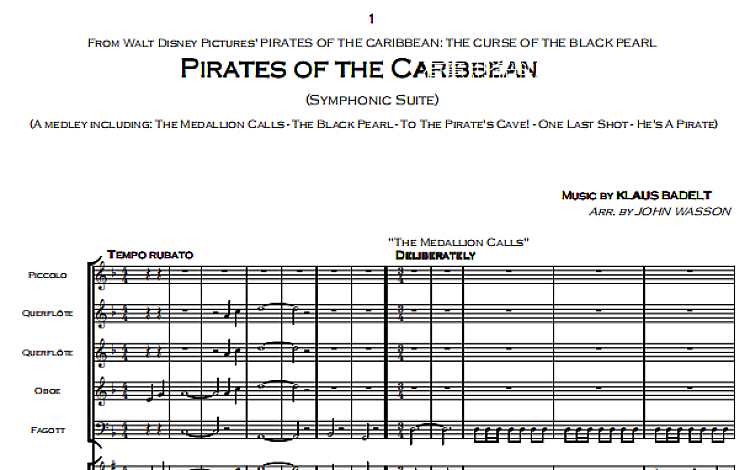 加勒比海盗交响组曲总谱 Klaus Badelt Pirates of The Caribbean The Curse of The Black Pearl Symphonic Sui