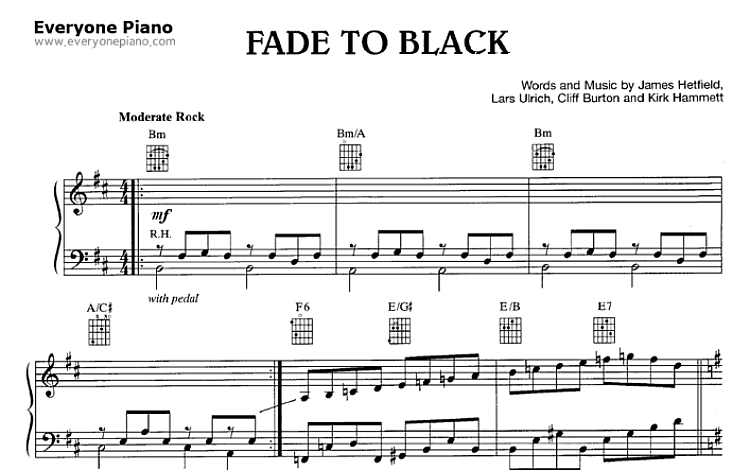 Fade to Black 五线谱 包含PDF和图片格式 超高清电子版