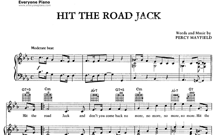 Hit the Road Jack Ray Charles 五线谱 包含PDF和图片格式 高清扫描版