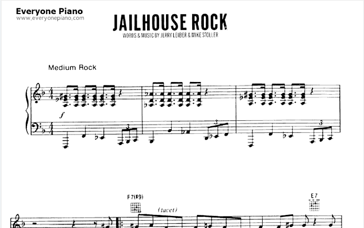 Jailhouse Rock  Elvis Presley 五线谱 包含PDF和图片格式 高清扫描版