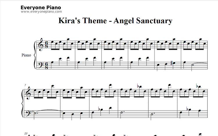 Kira's Theme 天使禁猎区 五线谱 包含PDF和图片格式 超高清电子版