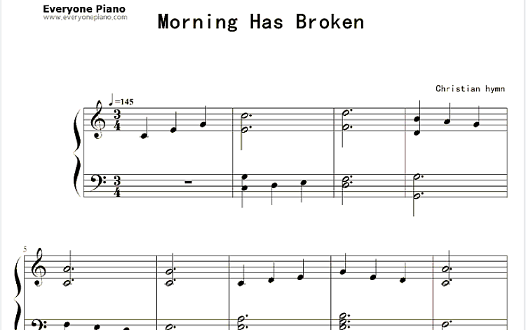 Morning Has Broken 五线谱 包含PDF和图片格式 超高清电子版