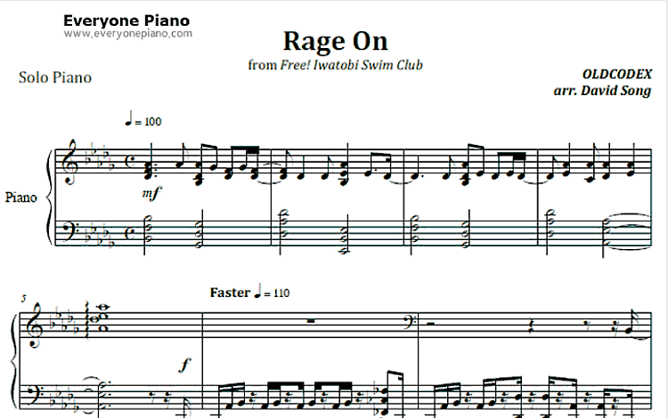 Rage on 五线谱 包含PDF和图片格式 超高清电子版