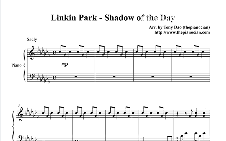 Shadow of the Day 五线谱 包含PDF和图片格式 超高清电子版