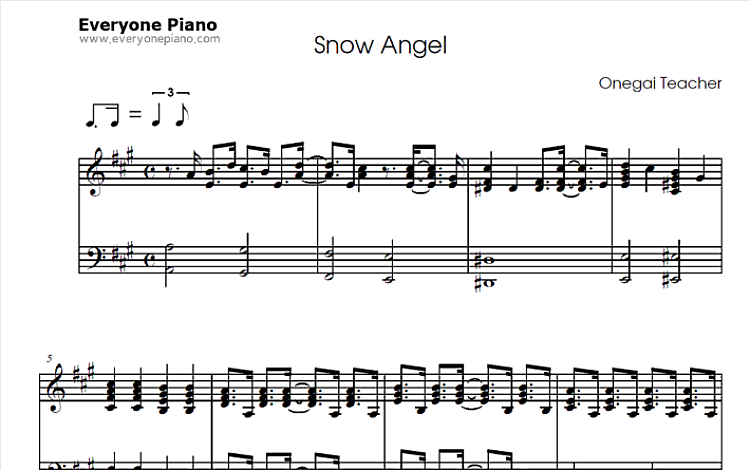 snow angel 拜托了老师插曲 五线谱 包含PDF和图片格式 超高清电子版