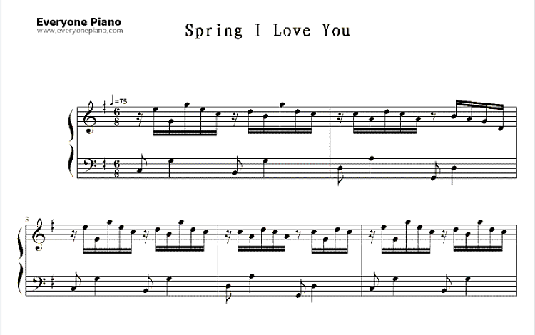 Spring I Love You 绅士的品格 插曲 五线谱 包含PDF和图片格式 超高清电子版