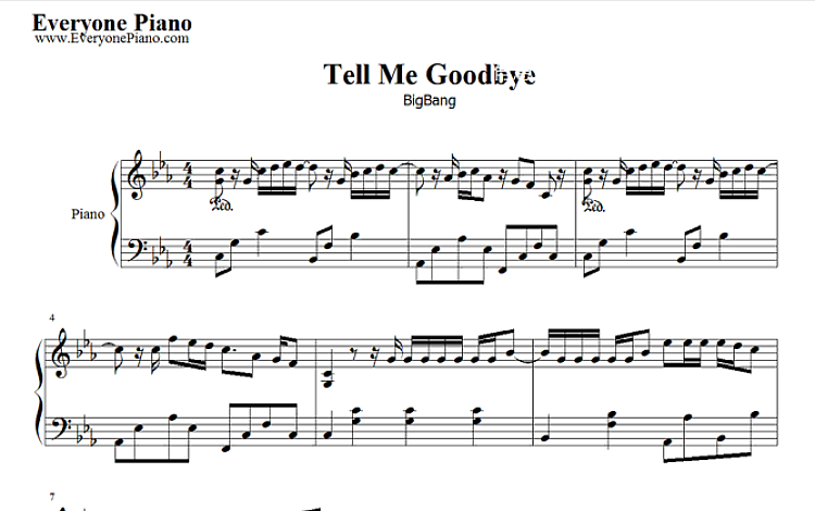 Tell Me Goodbye IRIS主题歌 五线谱 包含PDF和图片格式 超高清电子版