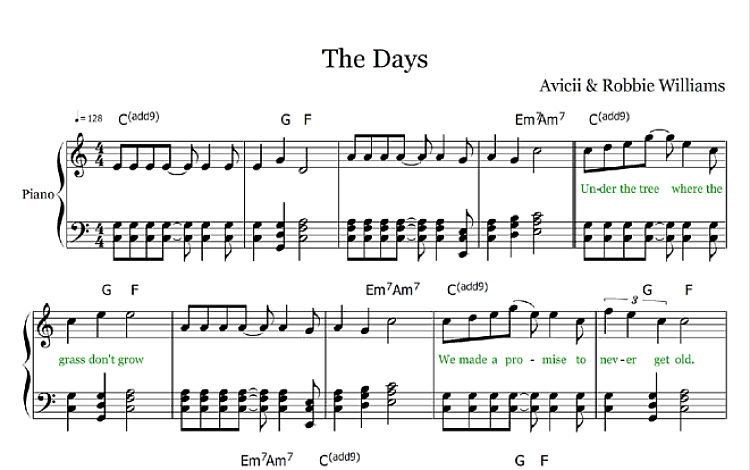 The Days 五线谱 包含PDF和图片格式 超高清电子版
