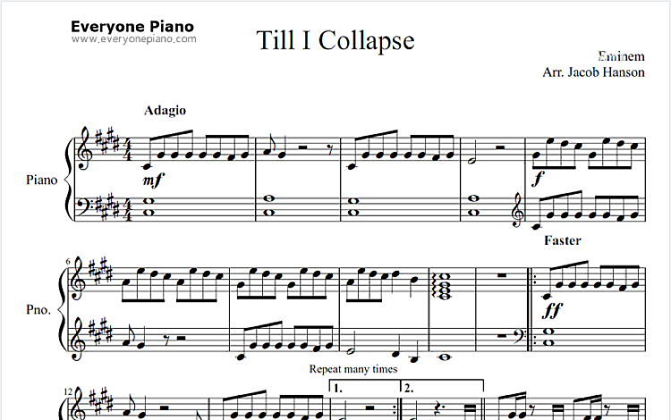 Till I Collapse 五线谱 包含PDF和图片格式 超高清电子版