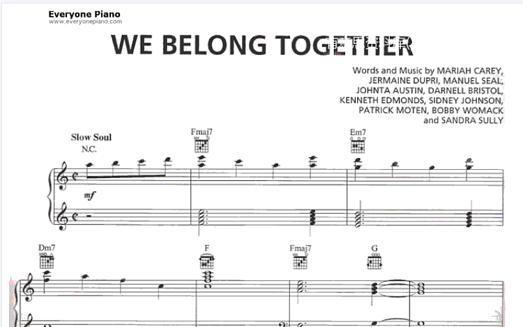 We Belong Together 五线谱 包含PDF和图片格式 轻微模糊