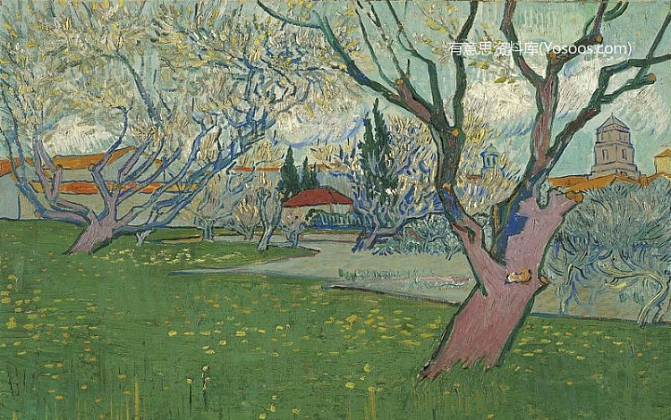 Orchards in blossom, view of Arles (April 1889 – 1889)（盛开的果园 阿尔勒的景色）