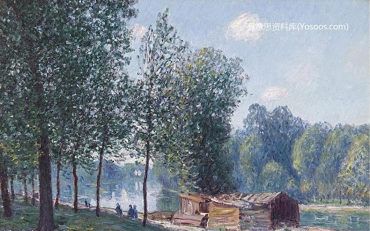 Cabins by the River Loing Morning-(早晨的洛英河畔小屋)